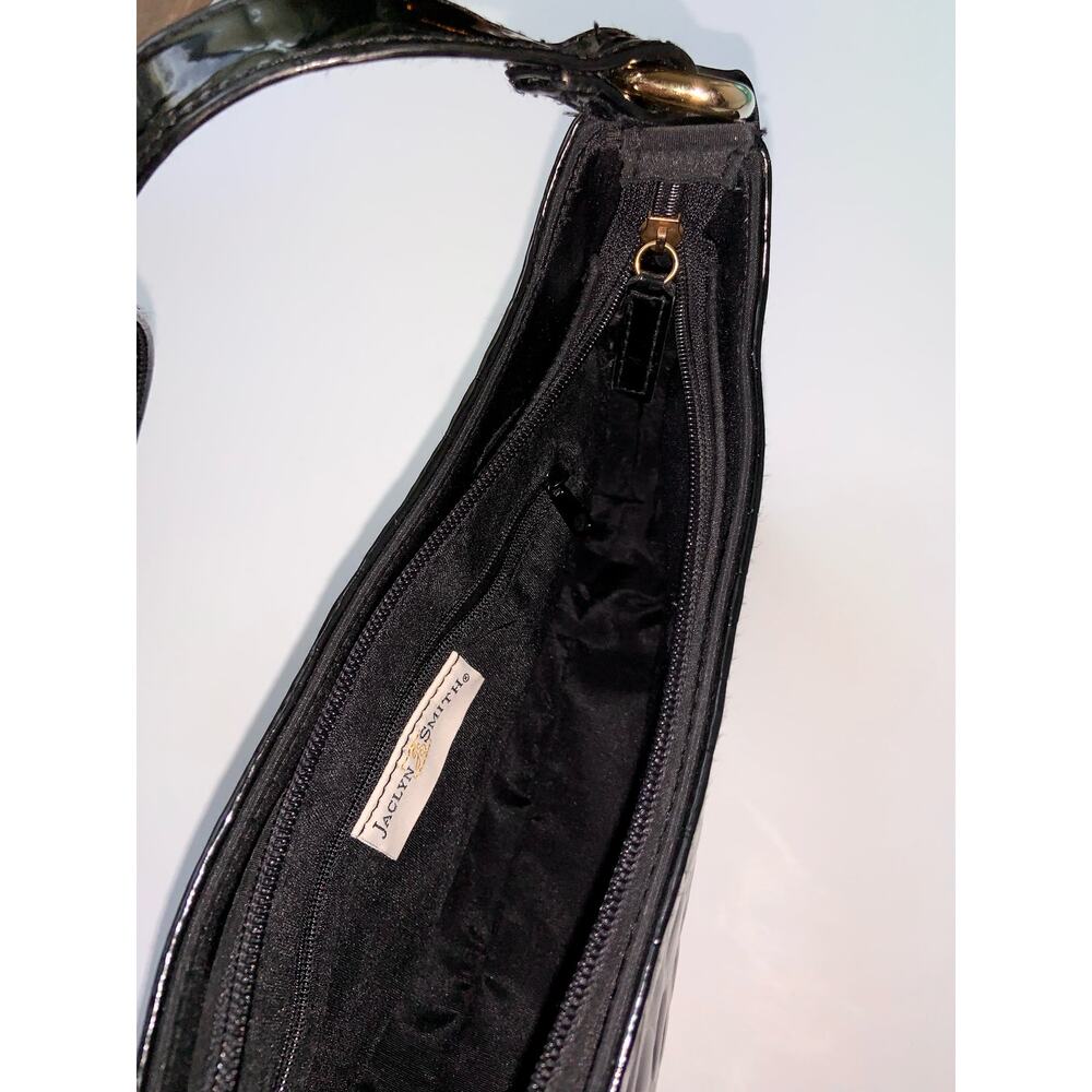 Vintage Jaclyn Smith Faux Crocodile Black Shoulder Bag Purse - Picture 11 of 12
